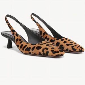 Leopard Print Calf Hair Slingback Heels